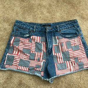 High waist American flag shorts